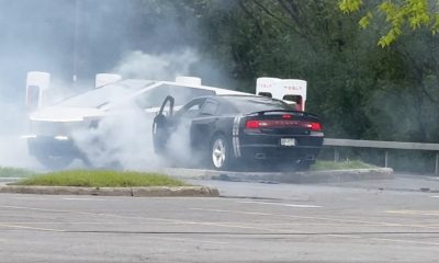 Tesla Cybertruck Takes a Bump From Epic Failing Dodge Charger