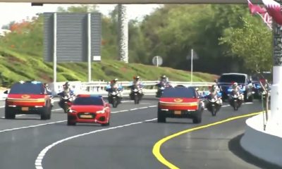 Tesla Cybertruck Police Vehicles Escort Trump Motorcade in Qatar