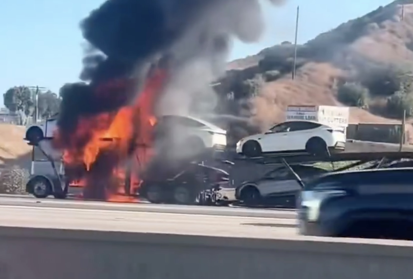 Tesla Talks About Car Carrier Fire in Los Angeles