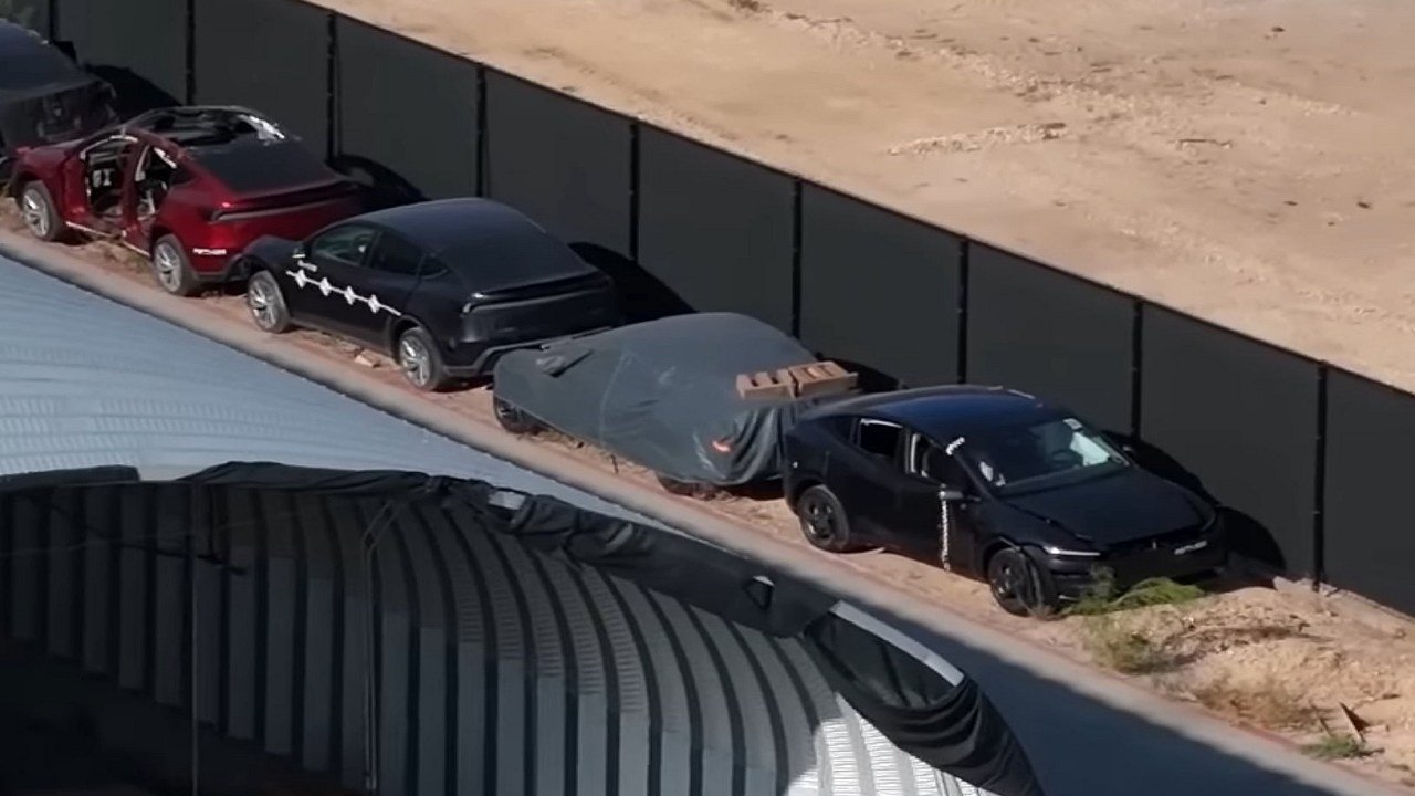 Mysterious Smaller Tesla Spotted at Giga Texas Crash Test Facility