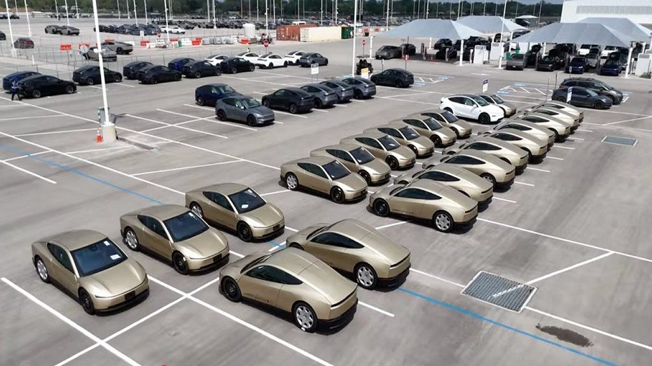 Tesla Parked 50  Cybercabs Outside its Texas Factory With Some Crash Tested