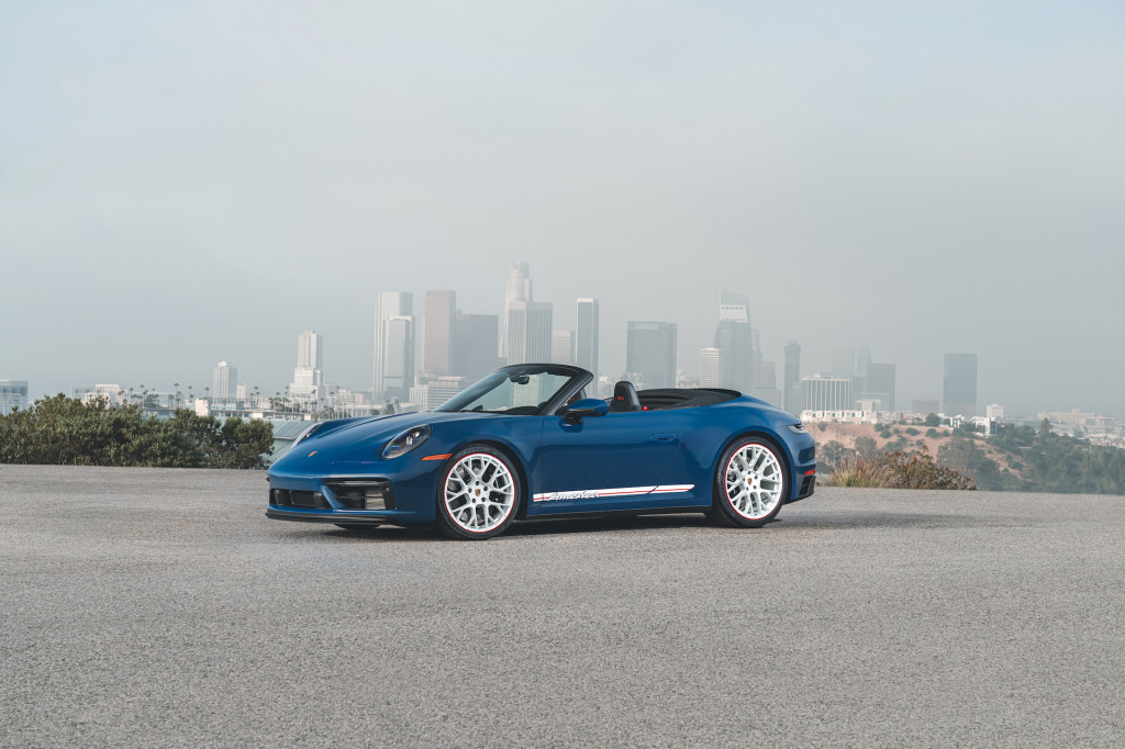2023 Porsche 911 Carrera GTS Cabriolet America Edition bows as red white and blue America-only model