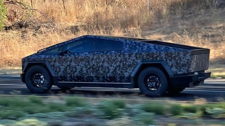 Tesla Cybertruck Draped In Dark Camouflage Looks Menacing