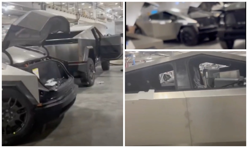 Leaked video shows Tesla Cybertrucks with open frunks inside Giga Texas