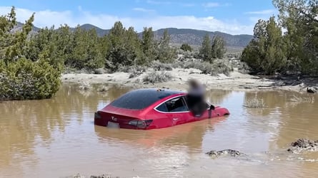 Watch Tesla Model 3 Dive Into Flood Water While Running On FSD Beta