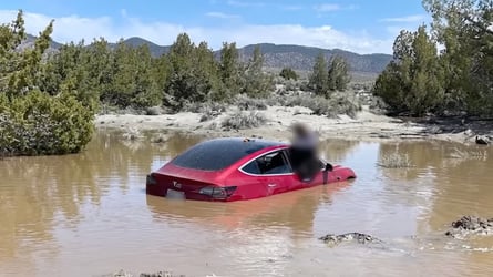 Watch Tesla Model 3 Dive Into Flood Water While Running On FSD Beta