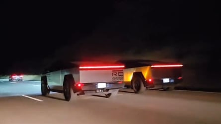 Watch Two Tesla Cybertruck Spotted Driving Side-By-Side