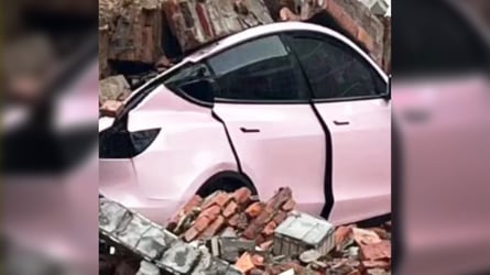 Tesla Model Y Shows Impressive Roof Strength After Brick Wall Collapses Over It