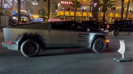 Tesla Cybertruck Spotted On The Las Vegas Strip With Trailer Hitch