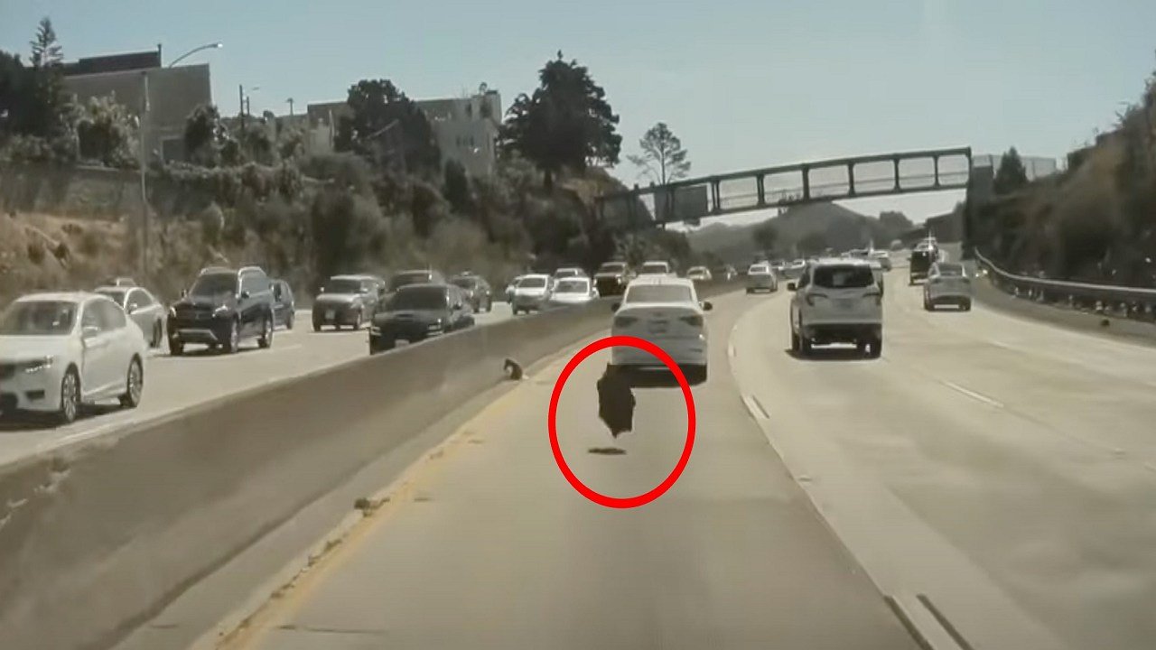 Watch a Tesla Cybertruck aero wheel cover go flying in the midst of heavy traffic