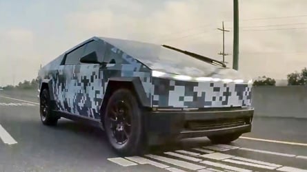 See Tesla Cybertruck Sport New Pixelated Wrap In California Sighting