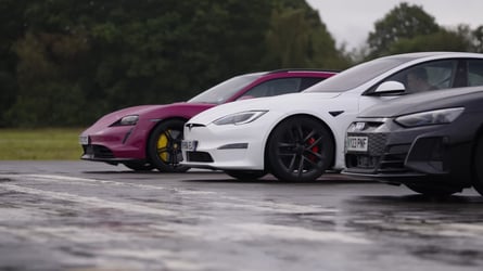See Tesla Model S Plaid Track Pack Take On Taycan Turbo S Audi RS e-Tron GT