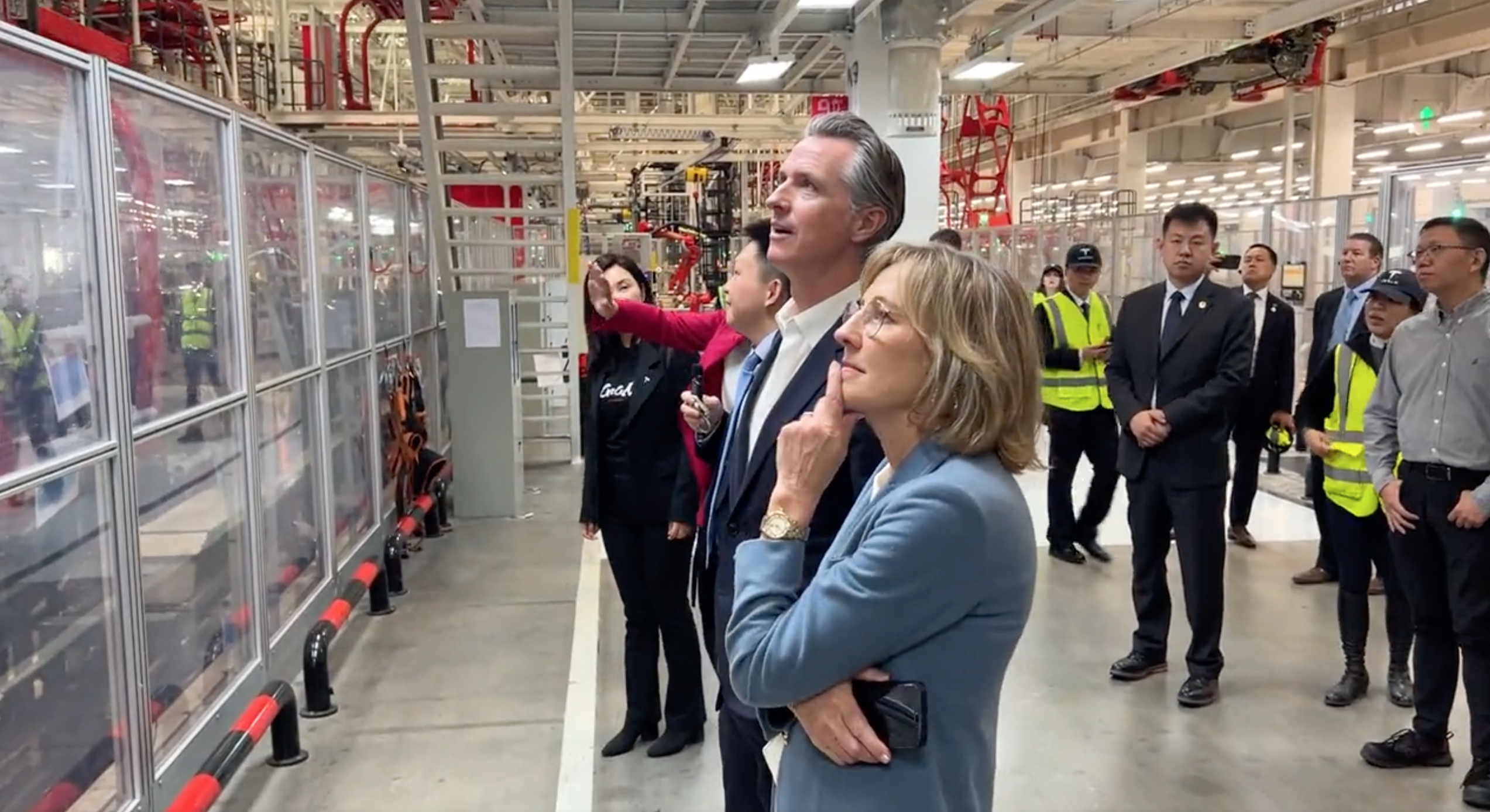California Governor Gavin Newsom visits Tesla Gigafactory Shanghai