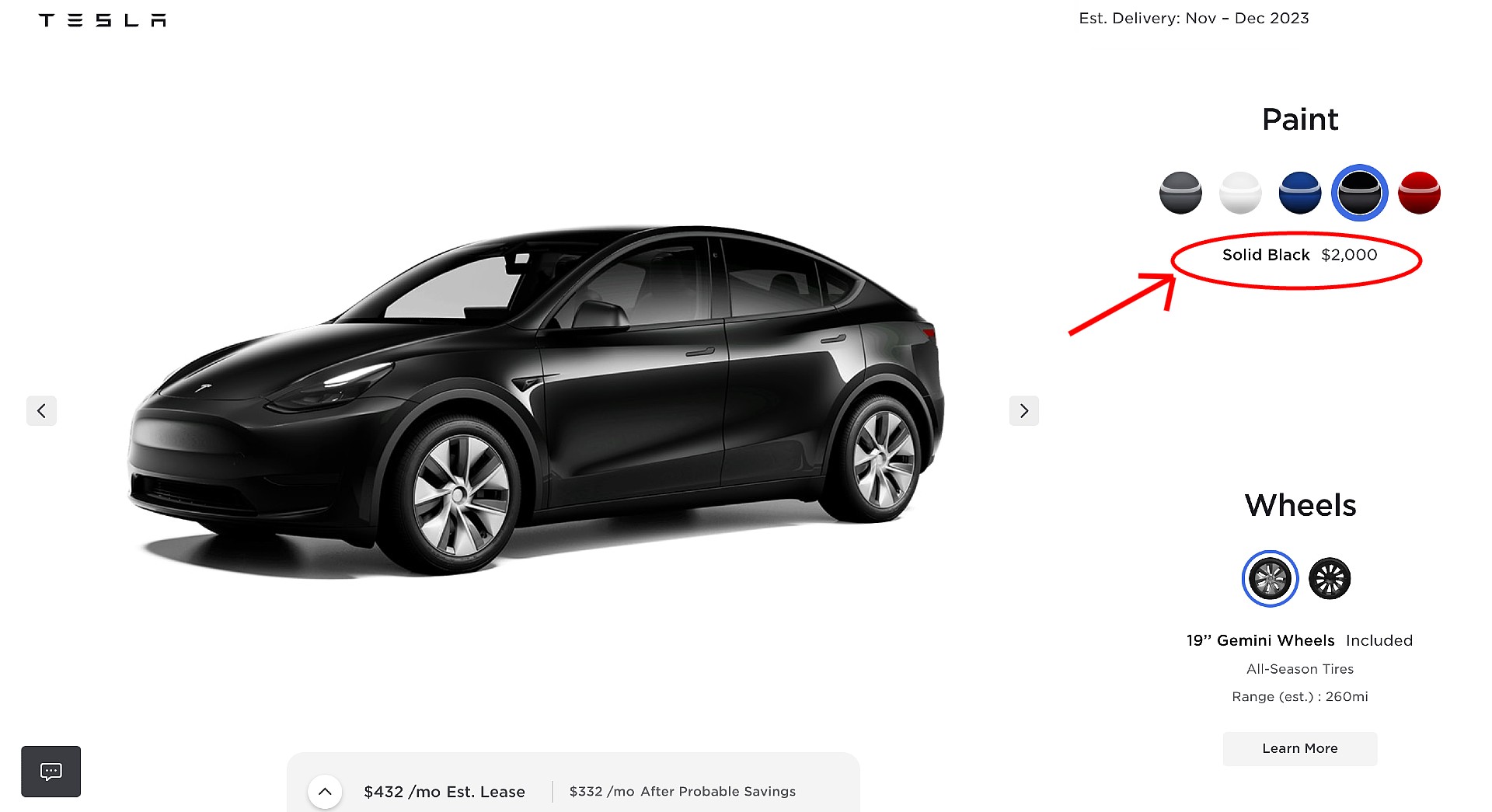 Tesla pushes Model Y Solid Black price up $500