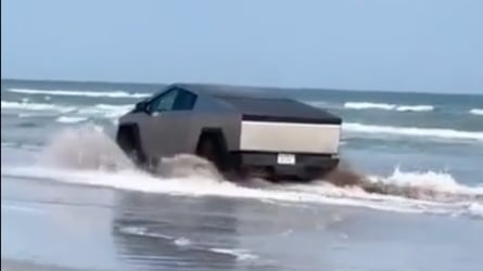 Tesla Cybertruck Seen Driving Into The Gulf Of Mexico