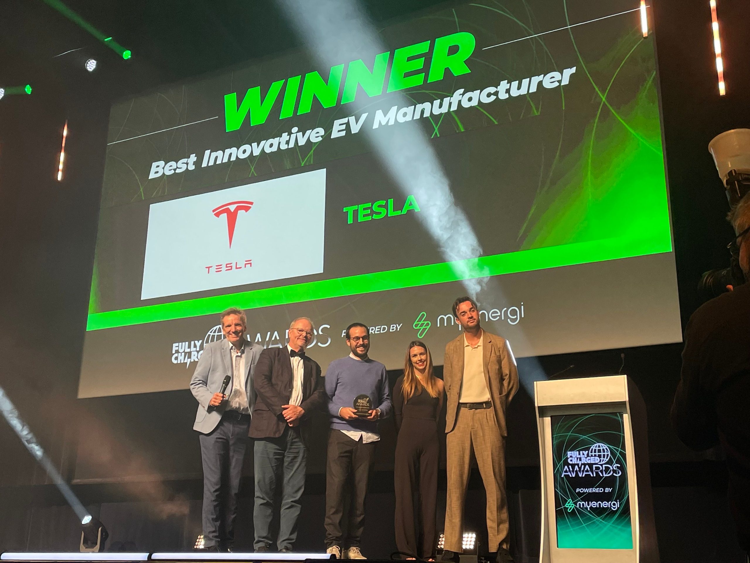 Tesla won 5 of 15 categories at Amsterdam Fully Charged Awards