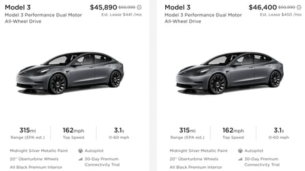 New Tesla Model 3 Performances As Low As $45890