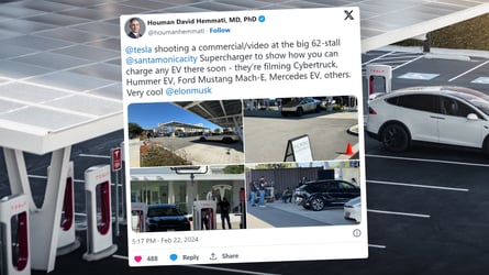 Tesla Spotted Filming At Superchargers With Non-Tesla EVs