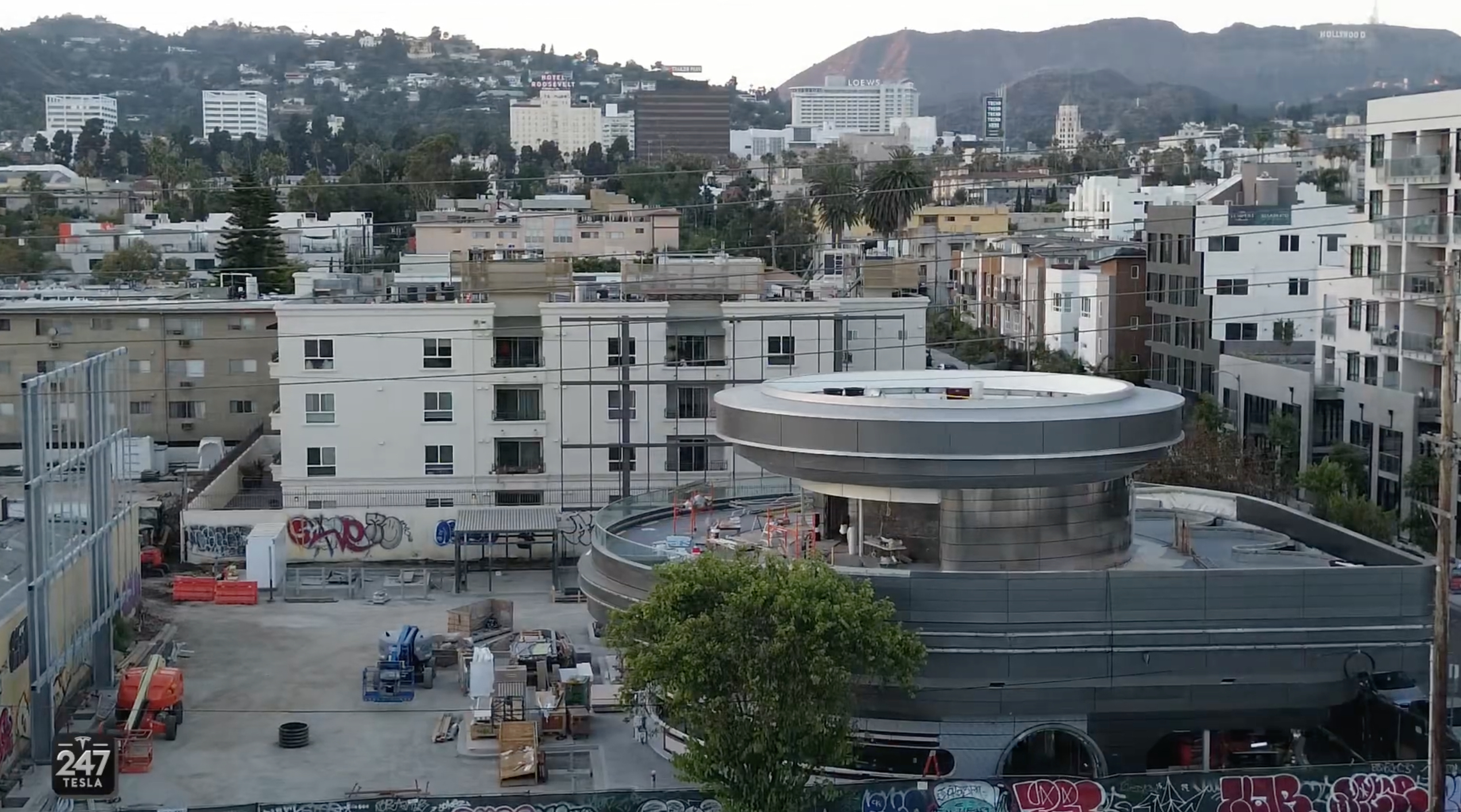 Tesla Diner Gets Glass Weatherproofing