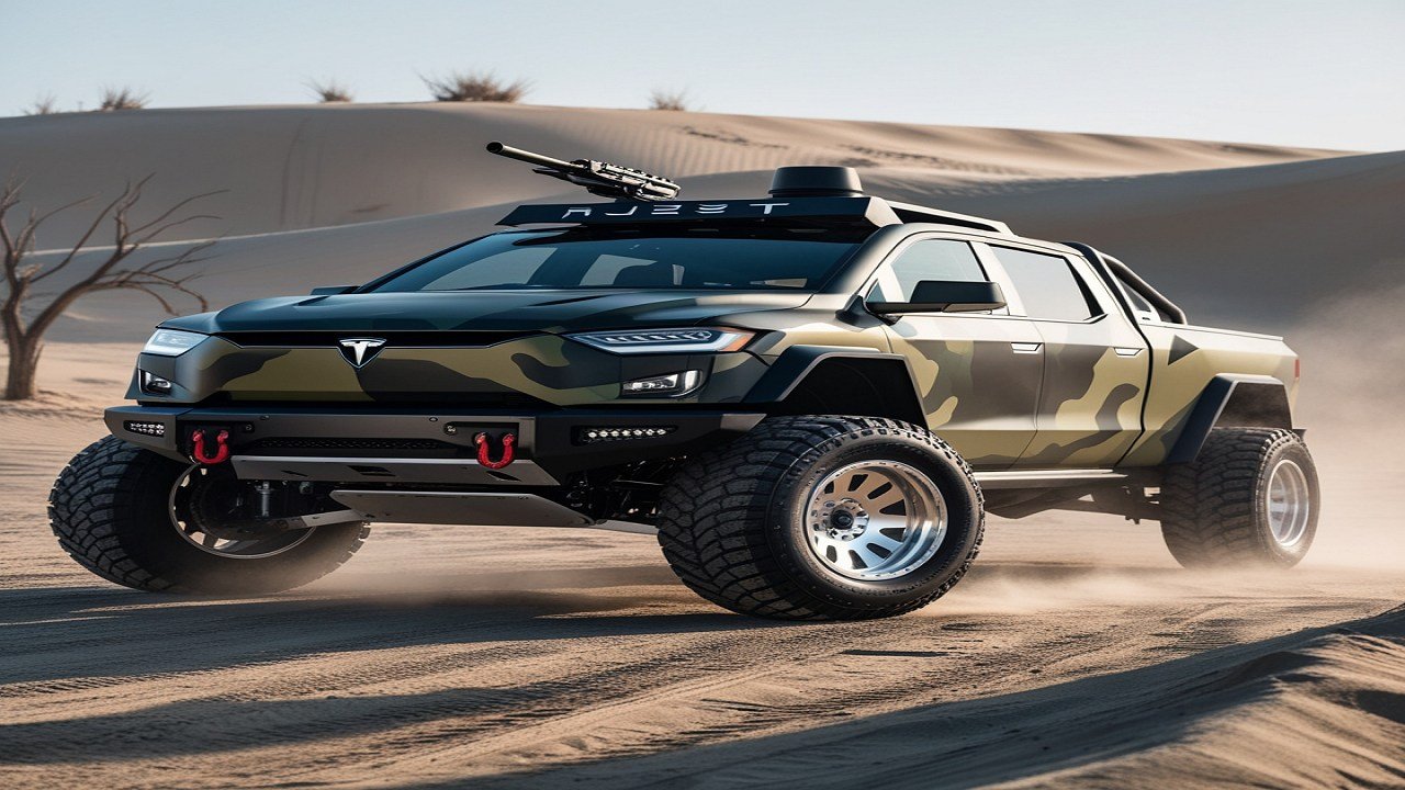 Tesla Cybertruck Modified For Military Use