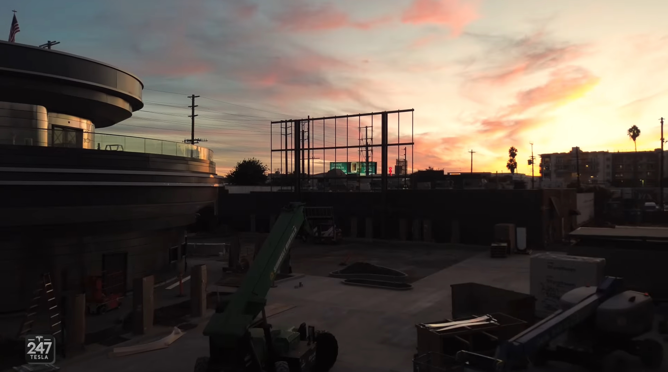 Tesla Installs Main Door at LA Diner Drive-in Theater
