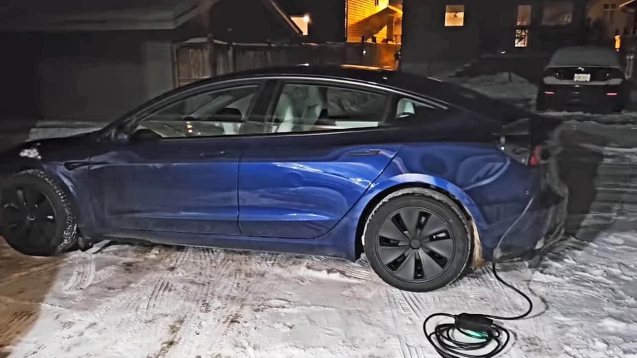 A Tesla Model 3 Slow Charged In Freezing Temperatures