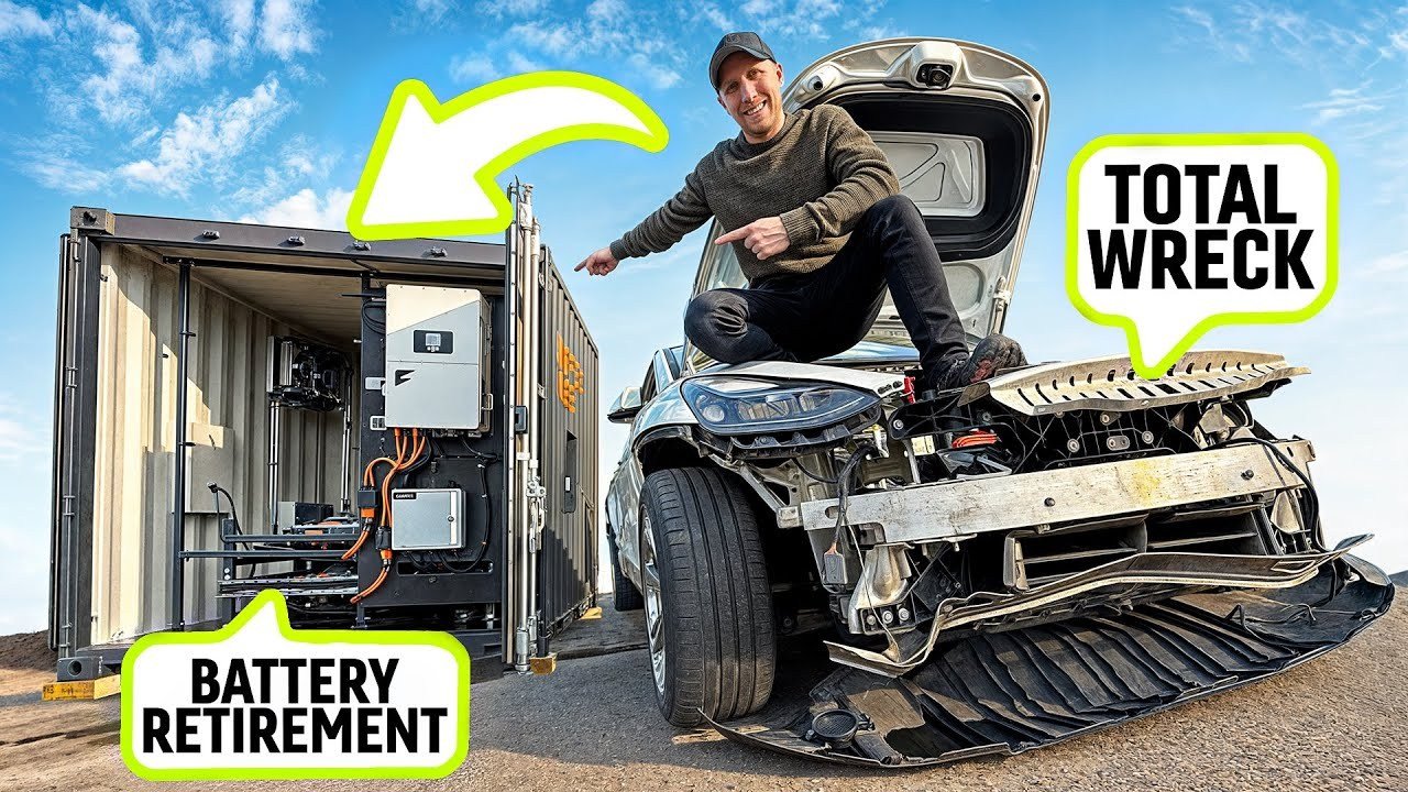 Unassuming Container Gives Second Life To Totaled Tesla Batteries