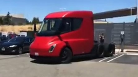Elusive Red Tesla Semi Spotted At California Supercharger