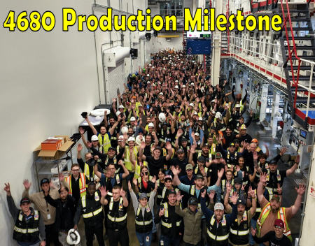 Tesla 4680 Production Hits Milestone of 868k Cells in One Week