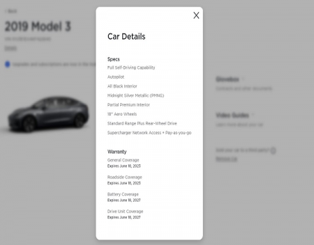 Tesla Adds Warranty and Vehicle Specs to MobileAPP