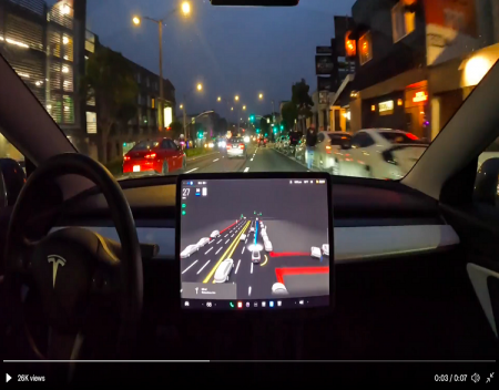 Tesla FSD Beta quickly reacts to a pedestrian exiting their car