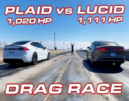 Tesla Model S Plaid VS Lucid Air Dream Drag Race