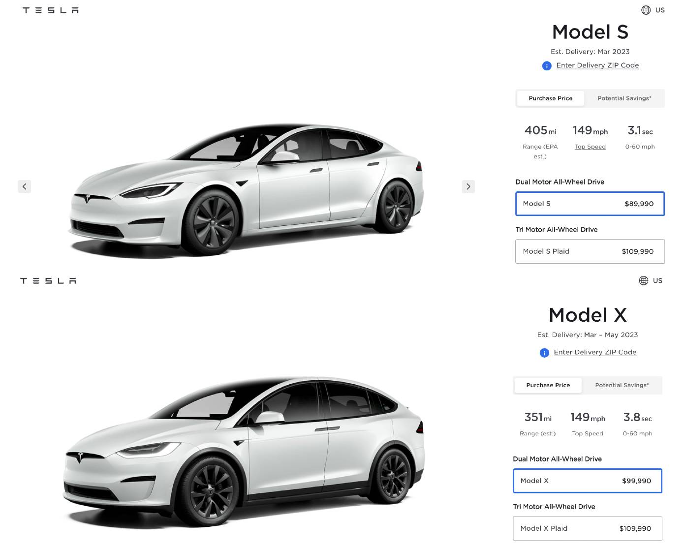 Tesla Model X and Model S get price reduction in the United States