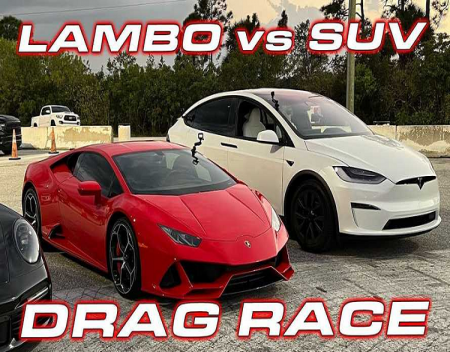 Tesla Model X Plaid Crushes Lamborghini Huracan