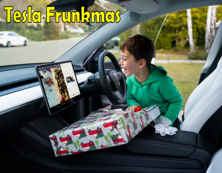 Tesla Posts Heartwarming Frunkmas Skit Using its in Cabin Zoom Feature