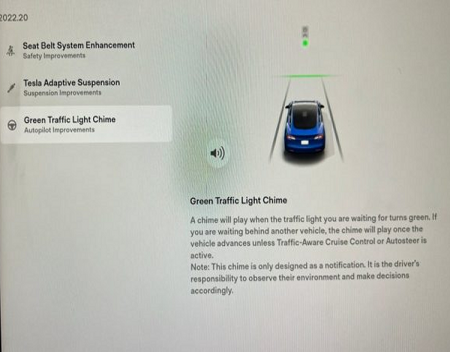 Tesla Release notes for 2022.20