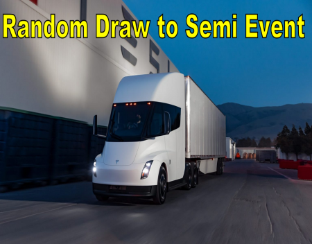 Tesla Retail Shareholders to be Selected Via Random Drawing to Semi Delivery Event