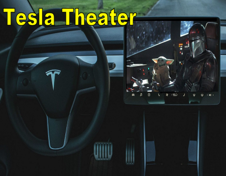 Tesla Theater can be minimized to access other features