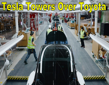Tesla Towers Over Toyota