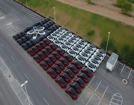 Teslas Lone Star flag Formation At Giga Texas Has Been Completed