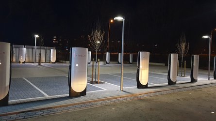 This Is The First Tesla V4 Supercharging Station