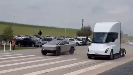 Watch Tesla Cybertruck Vs Tesla Semi Launches Side-By-Side In Texas