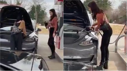 Woman Sure Tesla Model 3 Runs On Gas Is Determined To Fill It Up